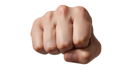 A clenched fist isolated on transparent background, symbolizing power, strength, and determination, representing a gesture of resistance, protest, and solidarity