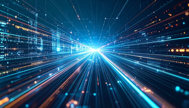 Abstract digital technology image showing a fast-moving data stream.