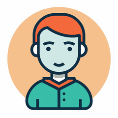 Illustration of a young man with orange hair, wearing a green shirt