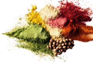 Colorful heap of various powdered spices and herbs