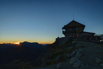 Sunset at the Nuvolau Hut, Dolomites, Italy