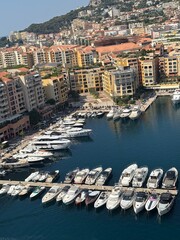 boats in marina, aerial view of the city Monaco