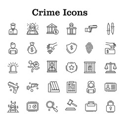 Crime Icons set. vector. editable