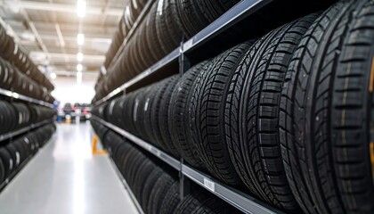 Naklejka premium Tire storage shelves in a store