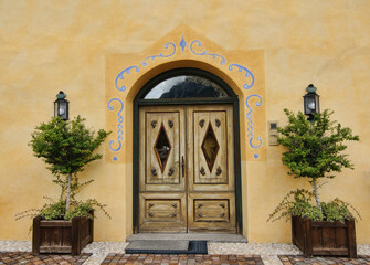 atmospheric old house and flowers, Cortina d'Ampezzo, Italy