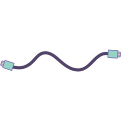 Illustration of a purple cable with light blue connectors on each end.