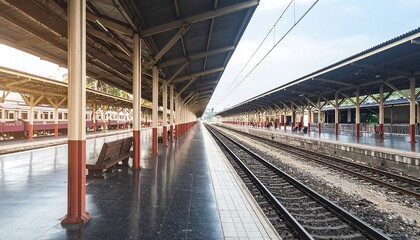 Old Train Station Platform with Vintage Architecture and Natural Light