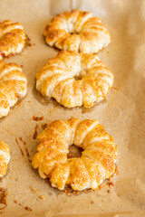 golden crispy apple puff pastry dessert close up