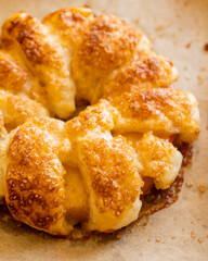 golden crispy apple puff pastry dessert close up