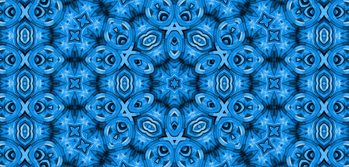Blue background with abstract kaleidoscopic pattern