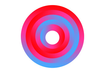 Vector illustration of abstract rings or donuts with multicolored gradations, which form swirling and spiral patterns, creating a dynamic and modern visual effect.