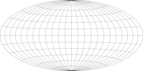 15-Degree world map graticule (latitude-longitude) grid vector in Hammer projection
