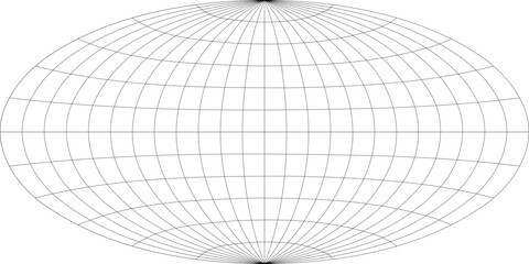 15-Degree world map graticule (latitude-longitude) grid vector in Aitoff projection © Terry