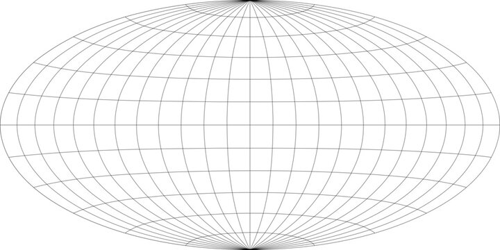 15-Degree world map graticule (latitude-longitude) grid vector in Hammer projection