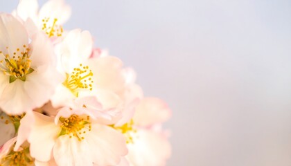 Delicate blossoms in soft focus, showcasing the intricate details of light pastel pink and white flowers.
