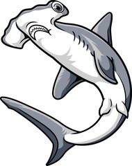 GREAT HUMMER SHARK CARTOON VECTOR