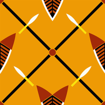 African zulu shield and spear pattern design