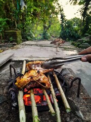 Grilled chicken on the grill 