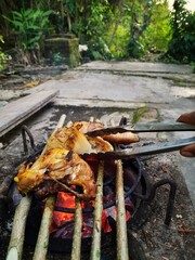 Grilled chicken on the grill 