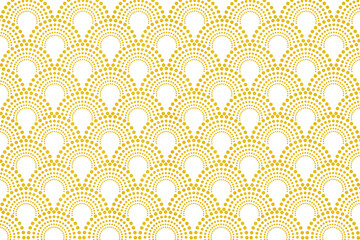 abstract seamless pattern with gold dots, wave, line, round, circle, fish scale on transparent background. Art deco or texture ornament design for wallpaper, textile, decoration, card, print, etc. © Wulandari