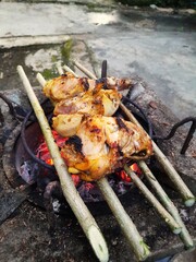 Grilled chicken on the grill 