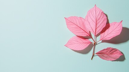 Dew kissed pink petals concept, Pink Leaves on Mint Background for Creative Design Projects