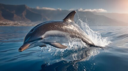 Dolphin leaping in ocean water