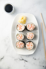 Maki rolls with shrimp and ginger