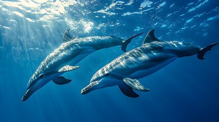 Fototapeta premium Dolphins swimming underwater