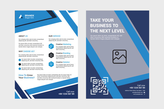 Corporate Brochure Design, A modern and sleek brochure layout, showcasing a business-oriented theme with vibrant blue accents, perfect for conveying professionalism and promoting corporate services.