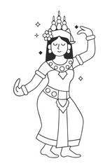 Apsara Dancer Outline illustration vector art