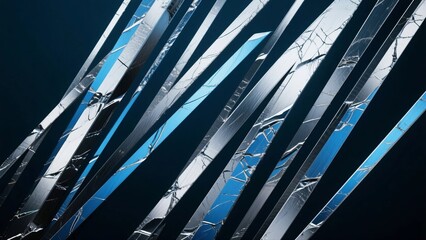 Abstract Metallic Shards with Blue and Silver Accents