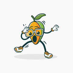 Surprised Mango Cartoon Character Wearing Glasses