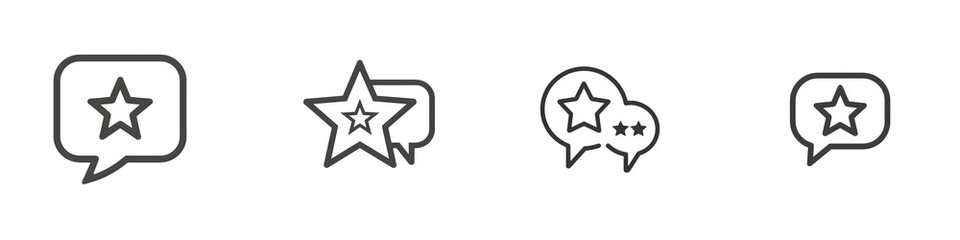 Obraz premium Star Rating Icons: Outline Speech Bubbles with Stars for Feedback and Reviews