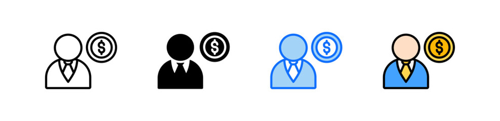 Sales Manager Icon Set Multiple Style Collection