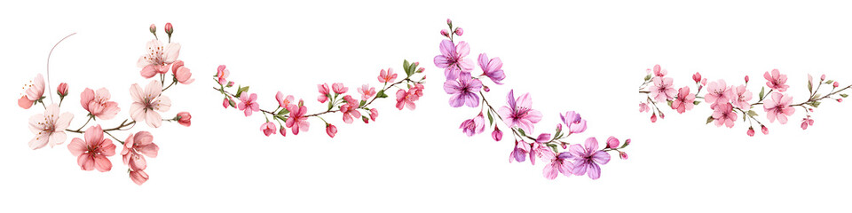 Naklejka premium Cherry Blossom Branch Collection: Delicate Pink Floral Design