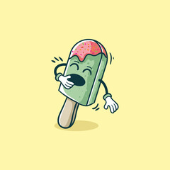 A Cartoon Popsicle Character Yawning Tiredly