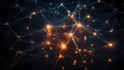 Fototapeta premium Dynamic neural network with glowing synapses, conveying complex data and connectivity for innovative tech concepts.