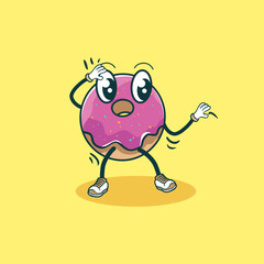 A Surprised Donut Character Walking Joyfully