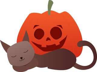 Halloween Pumpkin with Cat