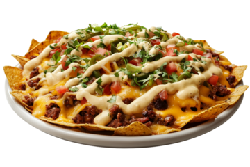 Stack of nachos with cheese isolated on white background