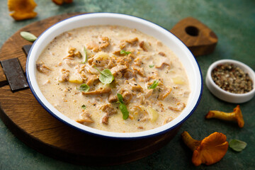 Homemade chanterelle stew with cream	