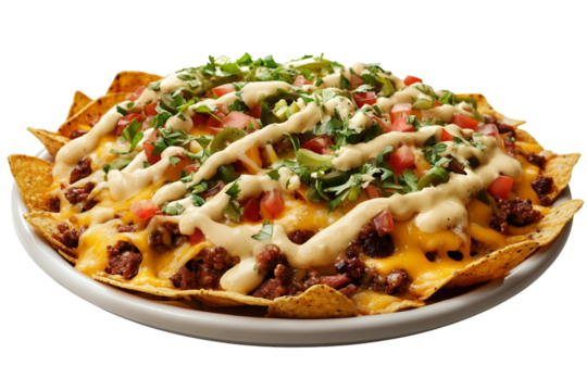 Stack of nachos with cheese isolated on white background