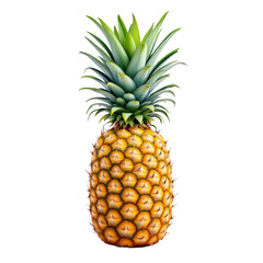 Fototapeta premium Ripe Pineapple with Green Leaves Isolated on white background