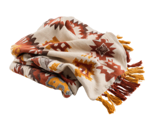 Folded blanket with Southwestern-style pattern