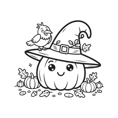 Bold and Easy Cozy Halloween Coloring Pages, Line Art, Vector Illustration, Black and White, Halloween, Coloring Pages, Coloring Book, 8.5x8.5