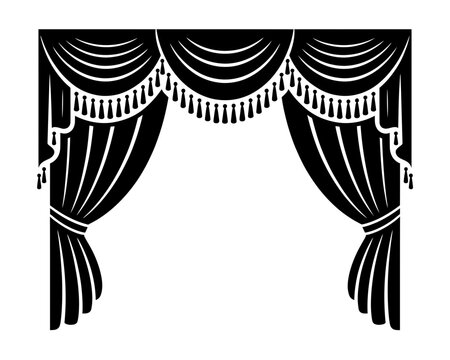 black curtains with tassels, elegant design clip art preview