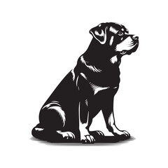 Powerful Rottweiler dog vector silhouette showcasing strength, loyalty, and bold stance in elegant black outline design, perfect for logos, pet art, digital graphics, and creative projects.
