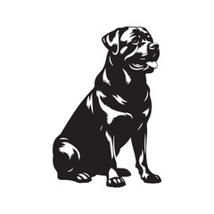Powerful Rottweiler dog vector silhouette showcasing strength, loyalty, and bold stance in elegant black outline design, perfect for logos, pet art, digital graphics, and creative projects.
