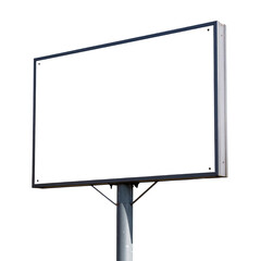 Metal-framed rectangular billboard mounted on a single metal pole, designed for outdoor advertising and public display